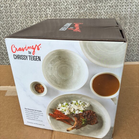 Cravings By Chrissy Teigen 20 Piece Round Stoneware Set BRAND NEW - Picture 5 of 7
